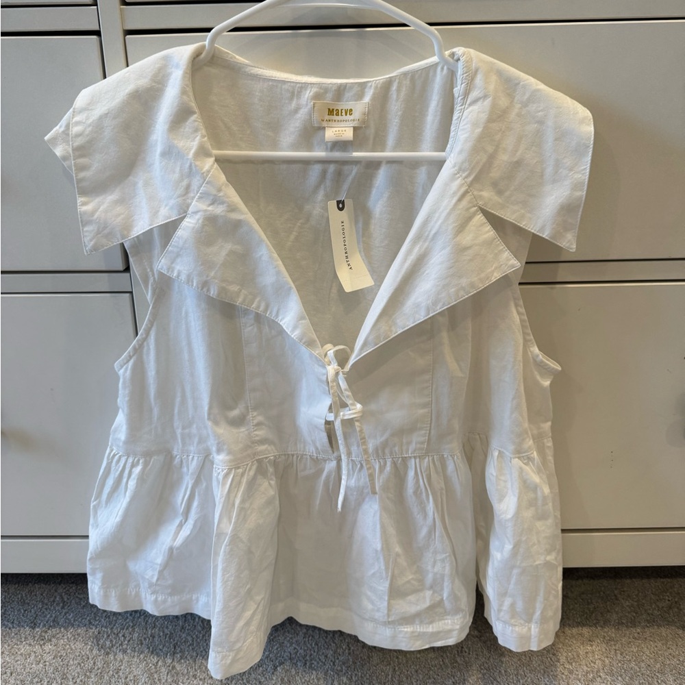 Anthropologie - Maeve White Sleeveless Top